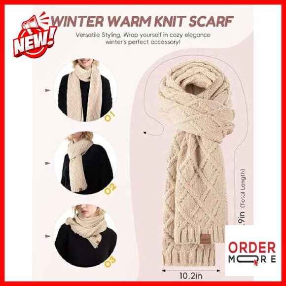 Winter Hat Scarf Gloves Headband Set, Fleece-Lined Pom Pom Beanie Touchscreen main image 4